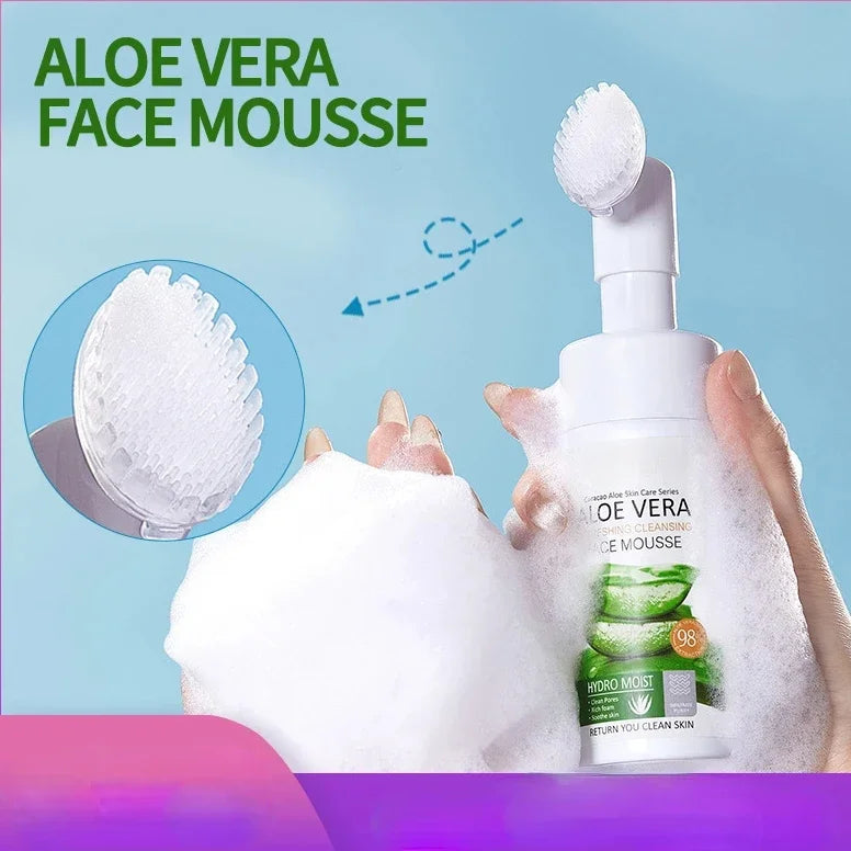 120ml Cleansing Mousse Moisturizing Aloe Vera Refreshing Facial Cleanser Face Wash Skin Care Products