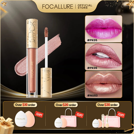 FOCALLURE 15 Colors Glitter Liquid Lipstick Waterproof Long Lasting Metal Diamond Lip Glosses Shiny Lip Tint Makeup Cosmetics