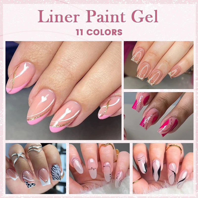 BORN PRETTY Gold Liner Paintin gel nails polish 10ml for Design Stripe Line French Nails Super bright Drawing Graffiti Paint Gel