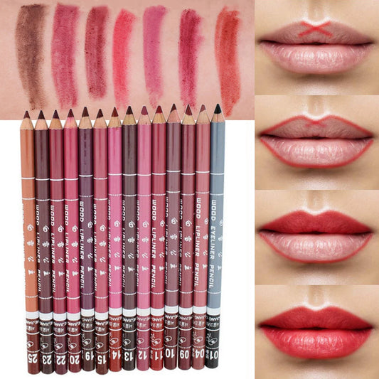 1Pcs Lip Liner Pencil Makeup Waterproof Lipstick Eyeliner Pen Long Lasting Wood Lip Liners Soft Women Professional Cosmetic Tool