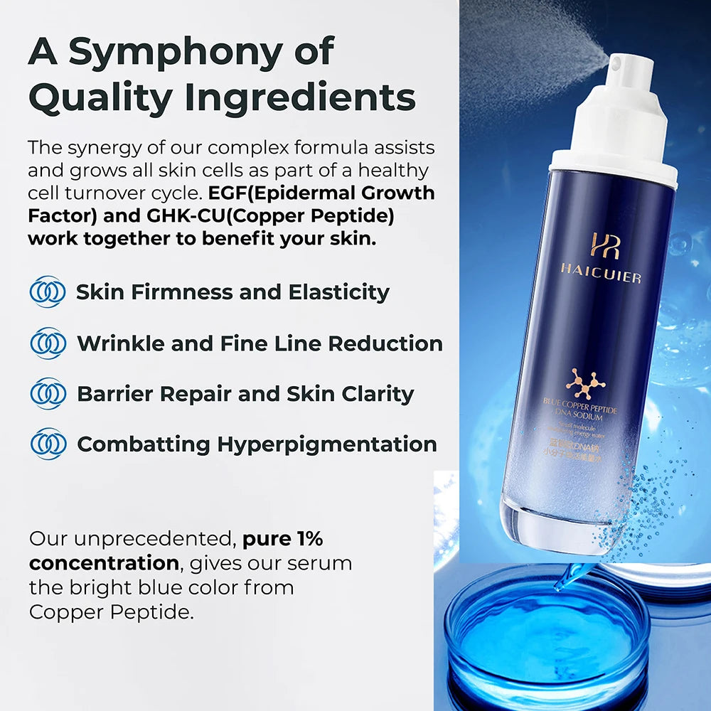 120ml Blue Copper Peptide DNA Sodium Small Molecule Revitalizing Energy Hydrating and Moisturizing Skin Toning Serum Essence