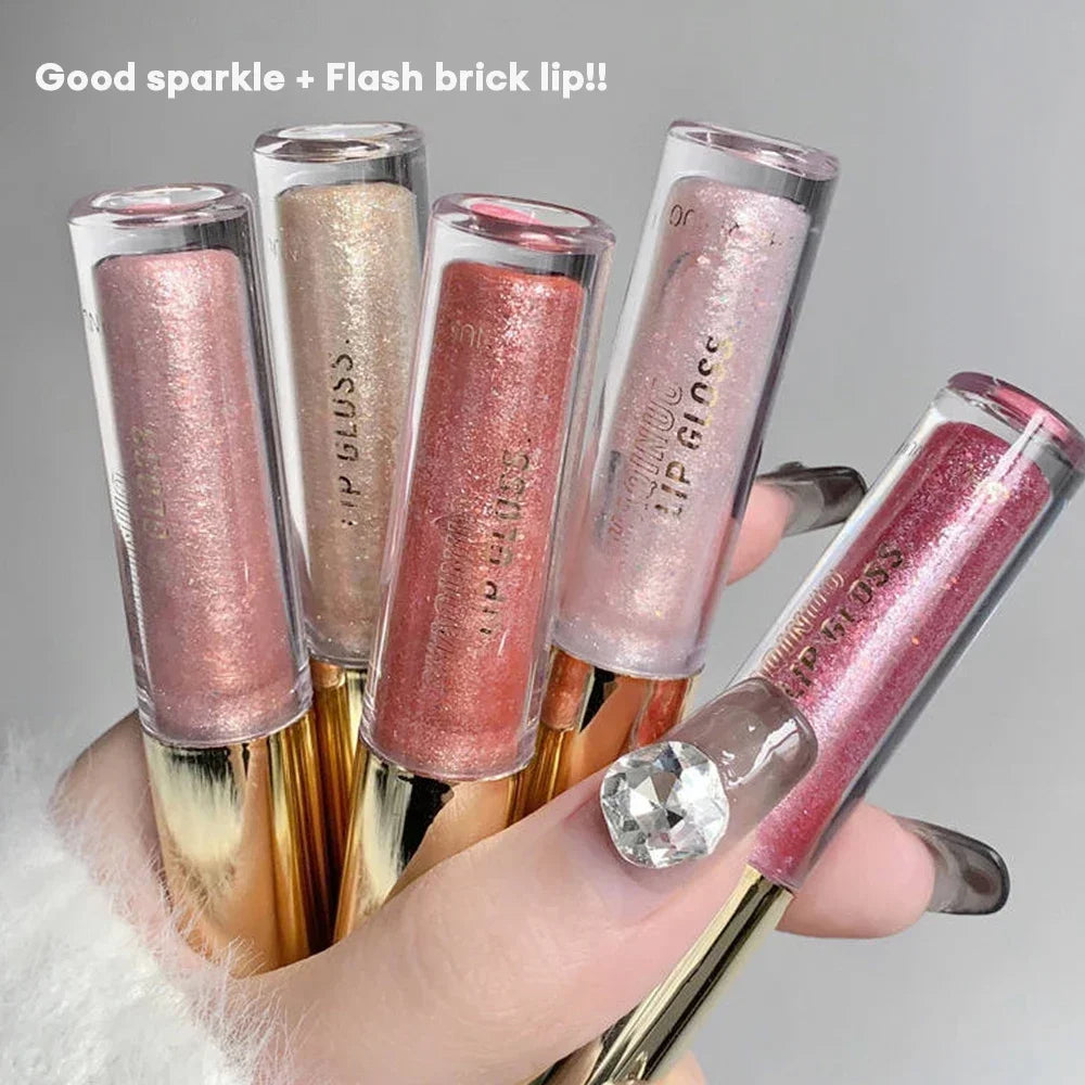 Waterproof Mirror Pearl Lip Gloss Lasting Moisturizing Non-Stick Cup Sexy Red Glitter Plumping Liquid Lipsticks Makeup Cosmetics