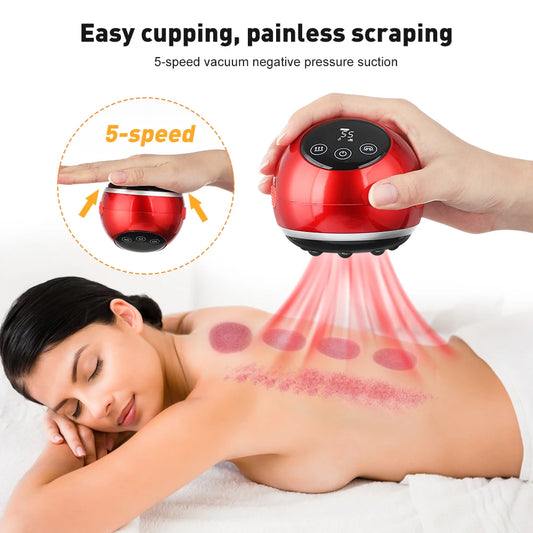 Electronic Scraping Instrument Vacuum Suction Cupping Machine Body Massager Red Light Hot Compress Meridians Remove Dampness