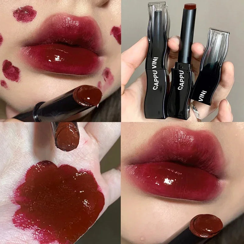 Jelly Mirror Black Tube Lipstick Long Lasting Non-stick Cup Moisturizing Water Light Solid Lip Gloss Korean Lips Makeup Cosmetic