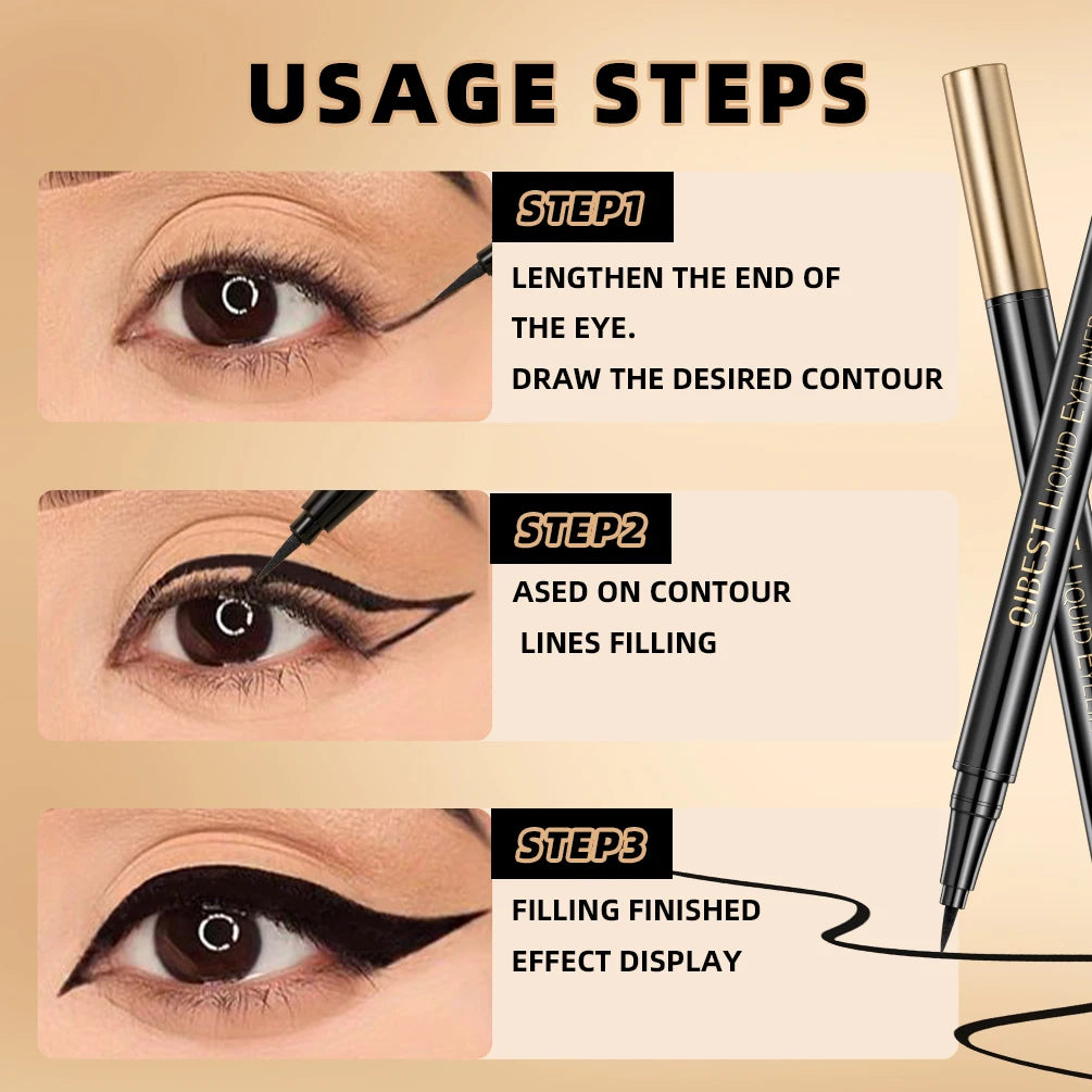 Waterproof Liquid Eyeliner Pen Smooth Black Eye Gel Eyeliner Quick-Drying Long Lasting Eye Liner Pencil Smudge-Proof Eyes Makeup