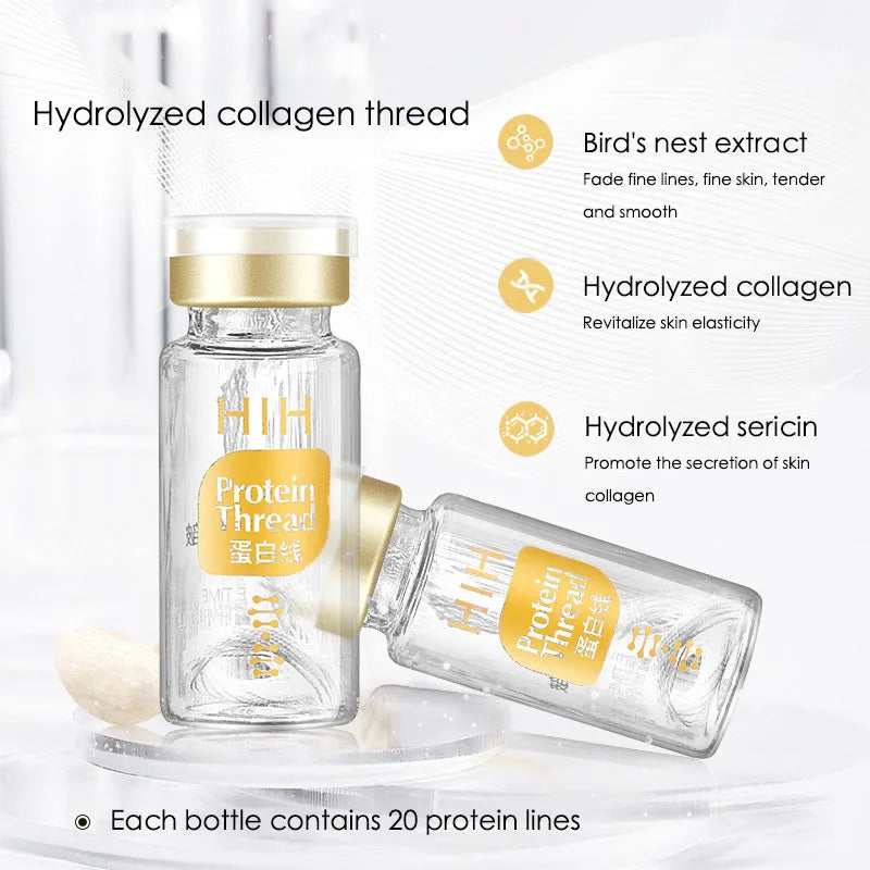 Gold Face Serum Active Collagen Silk Thread Facial Essence Firming Moisturizing Hyaluronic Serum for Face Skin Care