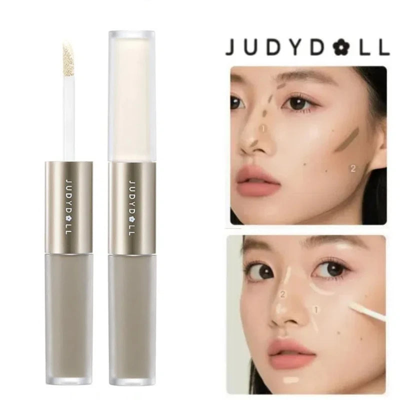 Judydoll Dual Head Highlighter Contouring Liquid Matte High Gloss Face Bronzer Contour Stick Nose Shaping Pen Cosmetics Makeup