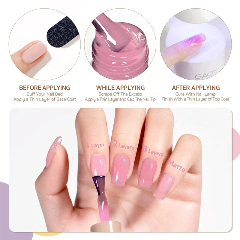 CHUNSHU15ML Translucent Jelly Nude Gel Nail Polish High Quality Semi Permanent Milky White Gel Varnish Nail Art For Nails Salon