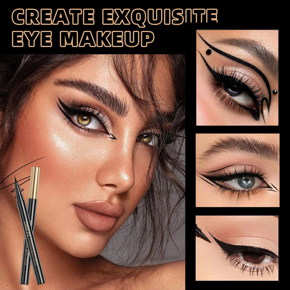 Waterproof Liquid Eyeliner Pen Smooth Black Eye Gel Eyeliner Quick-Drying Long Lasting Eye Liner Pencil Smudge-Proof Eyes Makeup