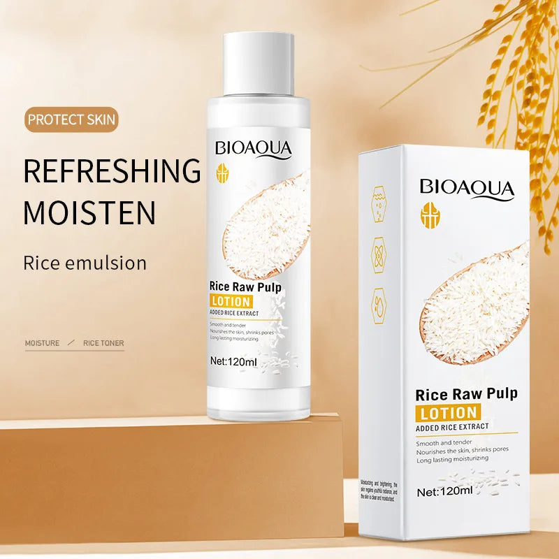 6pcs/set BIOAQUA Rice Raw Pulp Skin Care Sets Face Cream Serum Firming Moisturizing Facial Cleanser Toner Korean Face Care