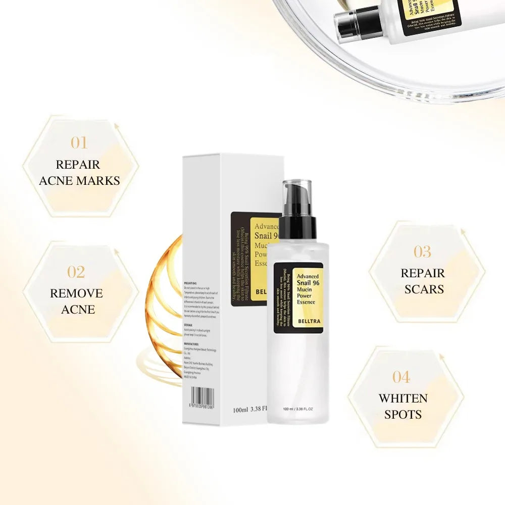 Snail mucin 96% authentic skin care facial moisturizing snail essence fades fine lines repair essence tightens the face