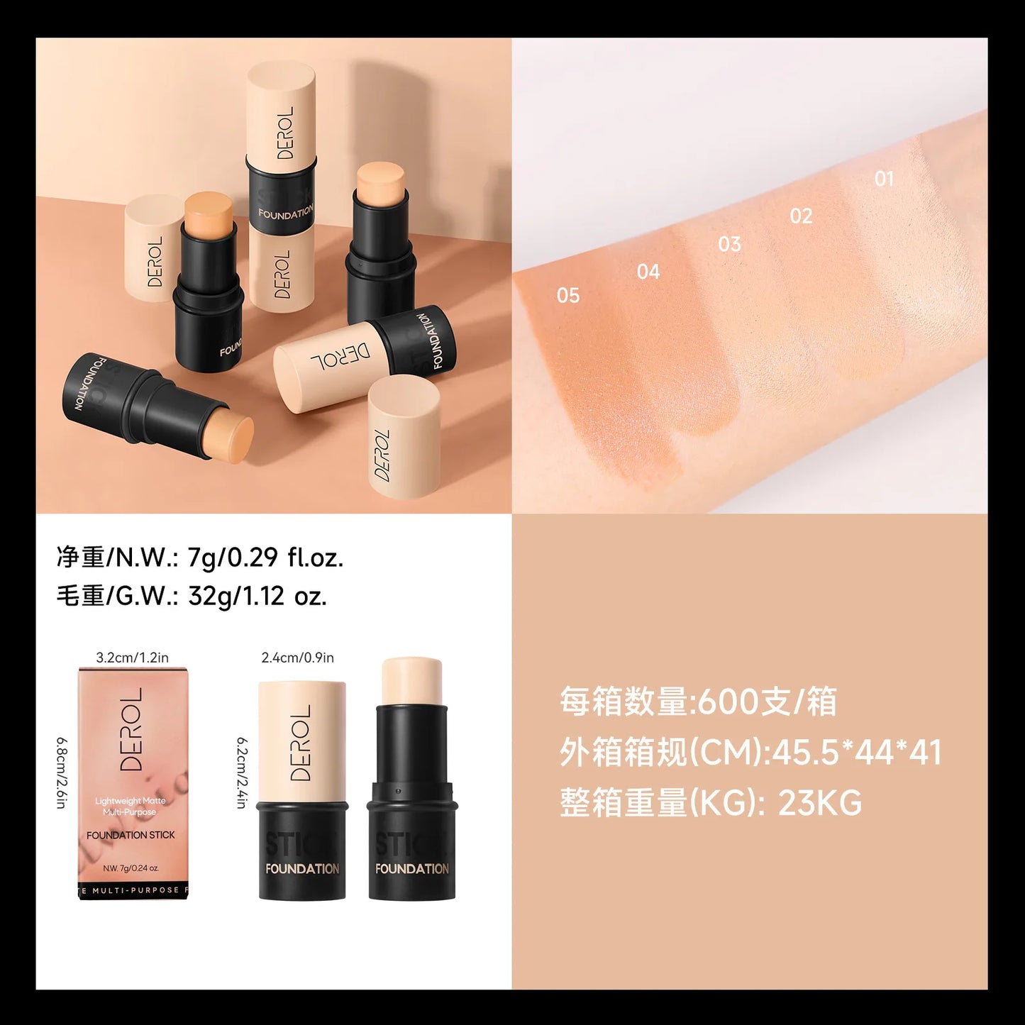 5 Colors Matte Cream Concealer Stick Moisturizing Liquid Foundation Face Cover Acne Eye Dark Circle Modify Skin Tone Cosmetics