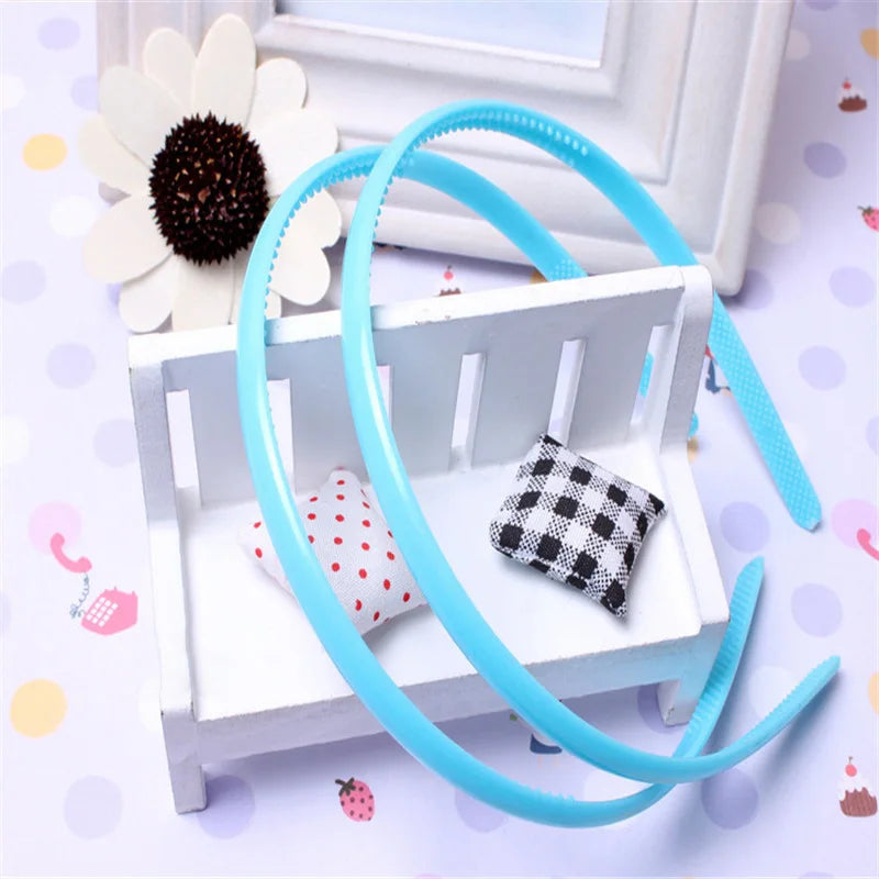 10Pcs/Set Women Hairband 8mm Headband Kids Hairband Candy Solid Rim Plastic Bold Hairbands Gifts Children Girls Hair Accessories