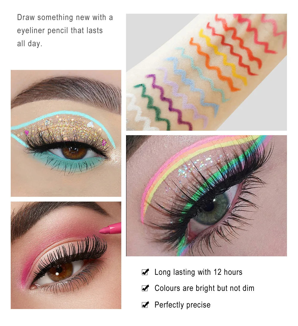 20pcs Colored Eyeliner Set Waterproof Eyeliner Pencil Long Lasting Eye Shadow Matte Eye Liner Makeup Cosmetic Gift Box