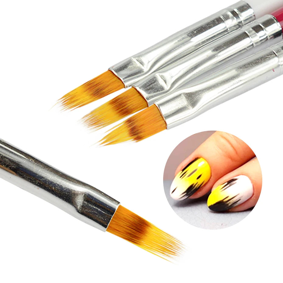 1Pc Professional Soft Gradient Nail Brush Silver Black Drawing Painting Nylon Hair Ombre Brush DIY Gradient UV Gel Nail Brush