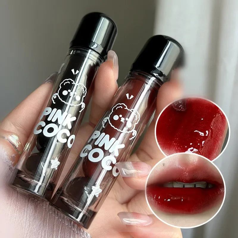 Black Mirror Water Lip Glaze Moisturizing Sexy Red Lip Tint Lipstick Makeup Longlasting Non-stick Cup Lip Gloss Korean Cosmetic