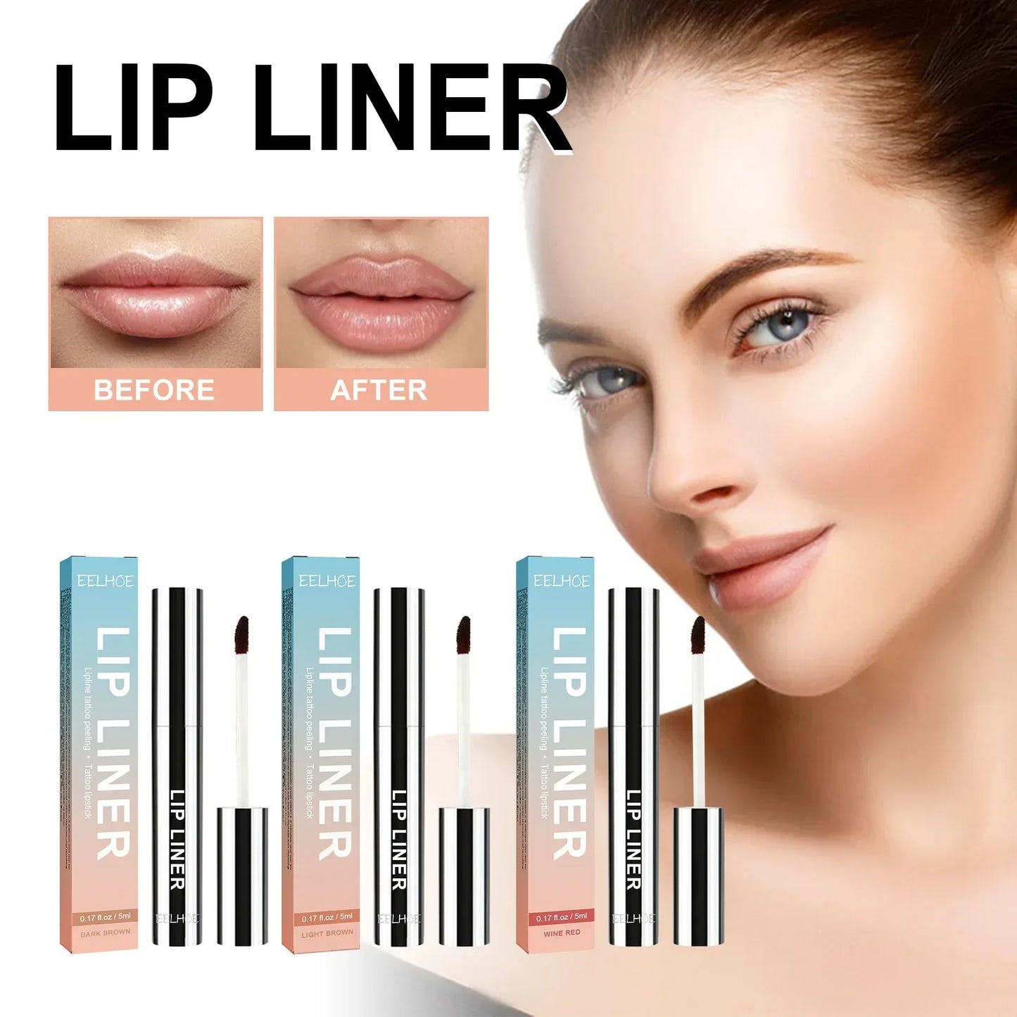 3 Colors Peel Off Lip Liner Sexy Red Contour Lips Pencil Tattoo Waterproof Long Lasting Matte Lip Ink Make Up Lip Tint Cosmetics