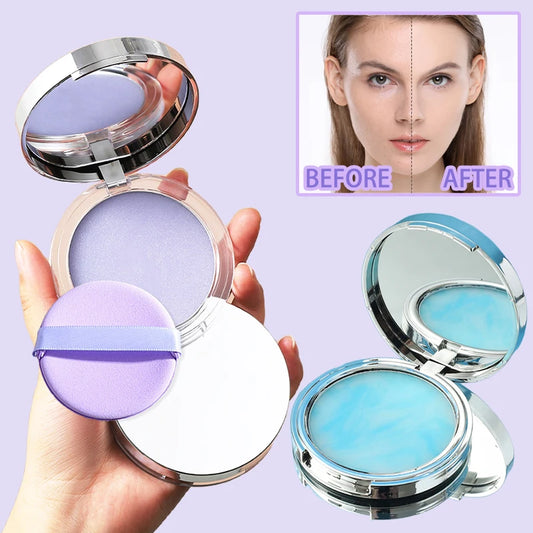 Lavender Pressed Powder Matte Powder Lasting Oil Control Full Coverage Face Compact Setting Powder Makeup Foundation Cosmetics