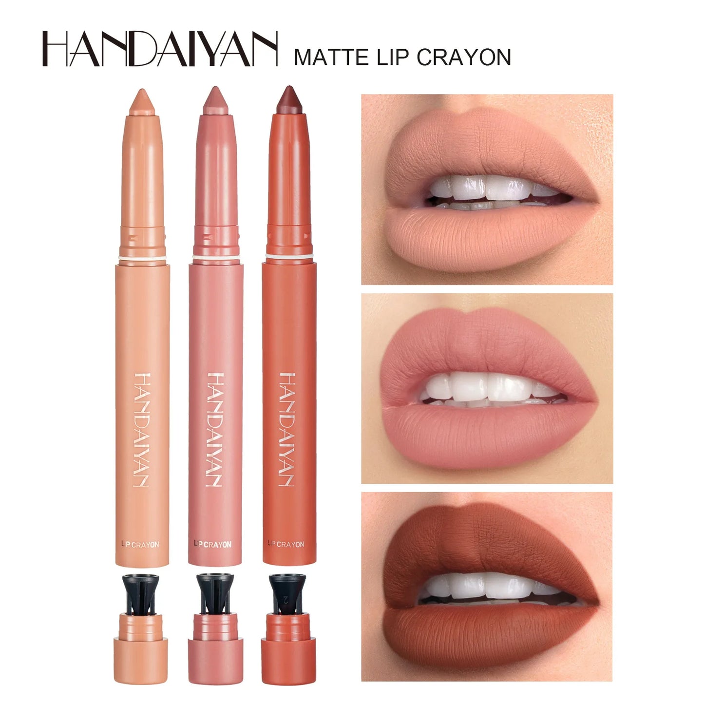 Handaiyan 12 Colors Lip Liner Matte Waterproof Velvet Nude Lipstick Pencil Sexy Red Brown Pigments Makeup Long Lasting