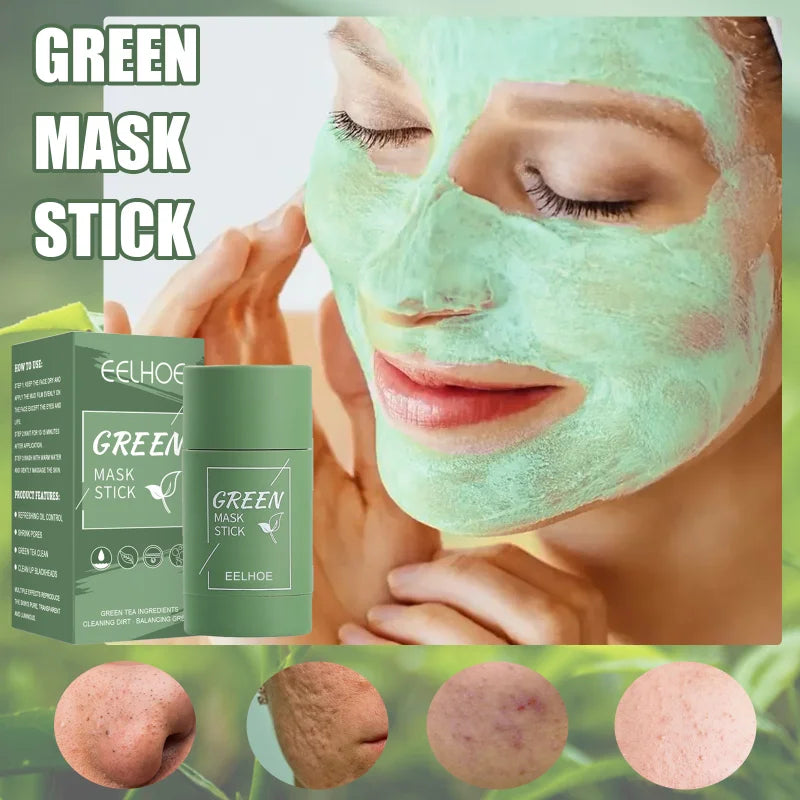 Green Tea Clean Mask Stick for Face Acne Blackhead Remover Deep Pore Cleansing Brightening Facial Purifying Matcha Clay Mud Mask