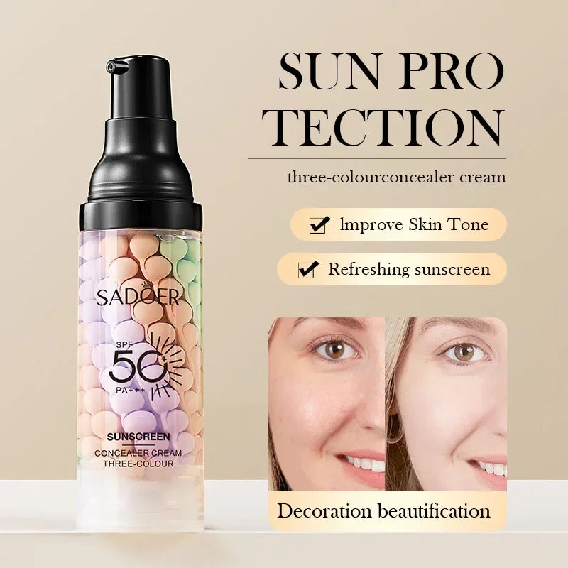 Sunscreen Isolation Cream Face Primer Makeup Moisturizing Cream Invisible Pores Facial Brighten Correcting Cosmetics