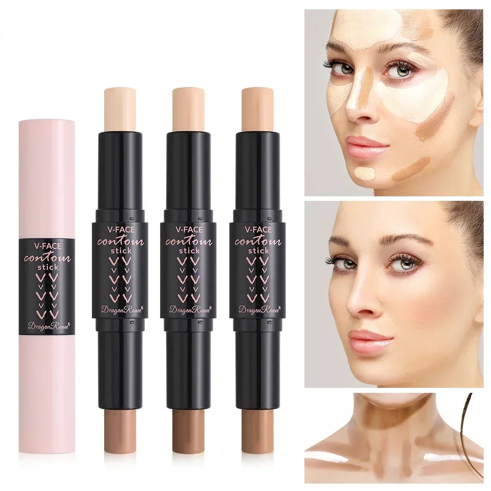 Double-ended Face Contour Concealer Stick Waterproof Oil-control Matte Natural V-face Shaping Contouring Highlight Pen Cosmetics