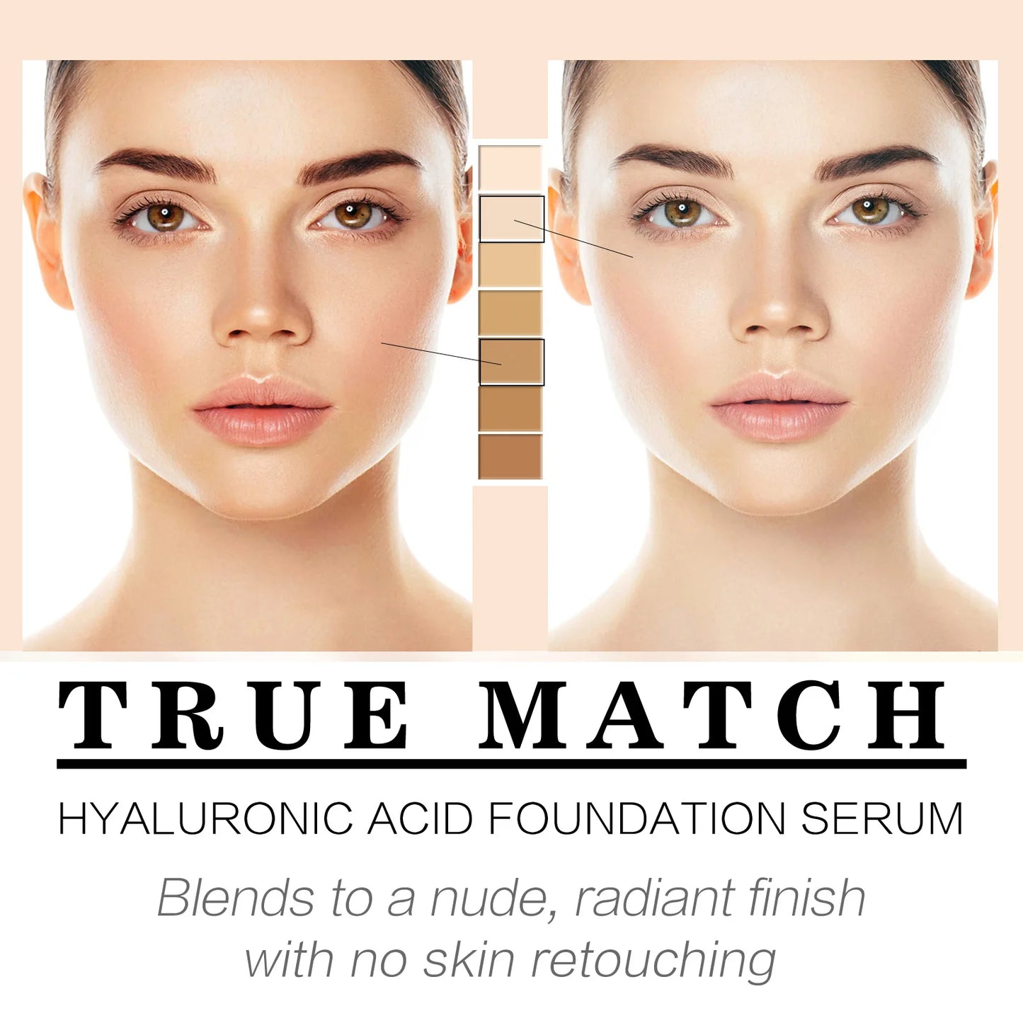 EELHOE Hyaluronic Acid Foundation Serums Oil-Control Full Coverage Concealer Hydrating Waterproof Long Lasting Foundation Cream