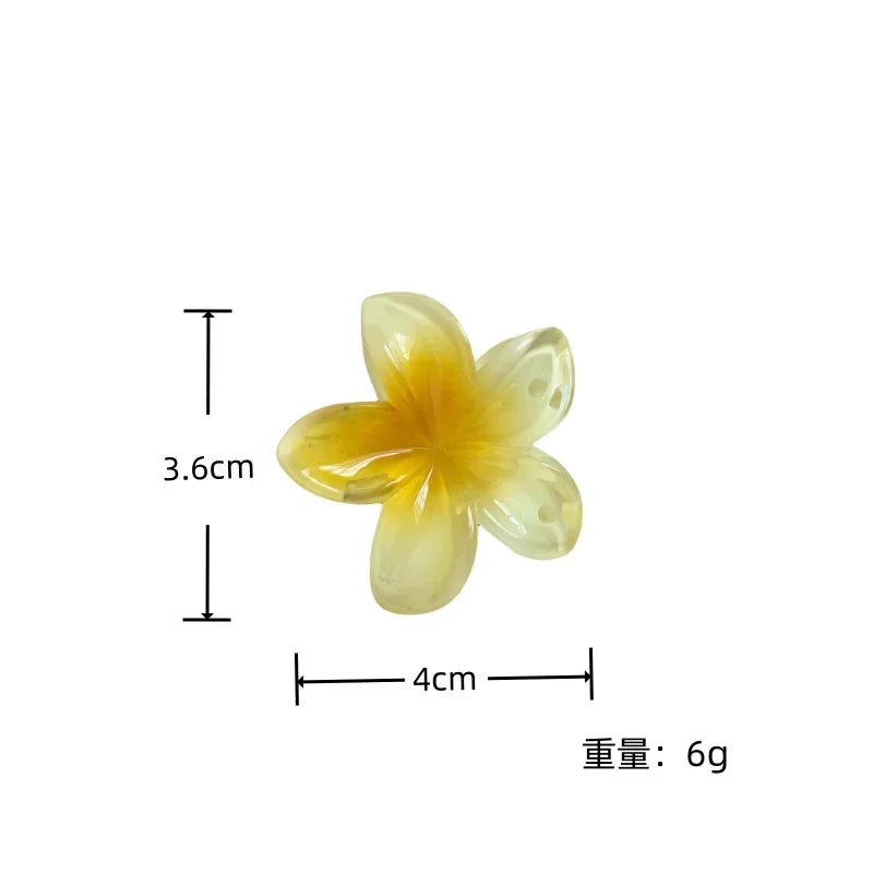 6Pcs Hawaiian Gradient Hair Clips Flower Hair Claws Small Size Fashion Headwear Hairpin Crab Barrette Hair Accessories for Women