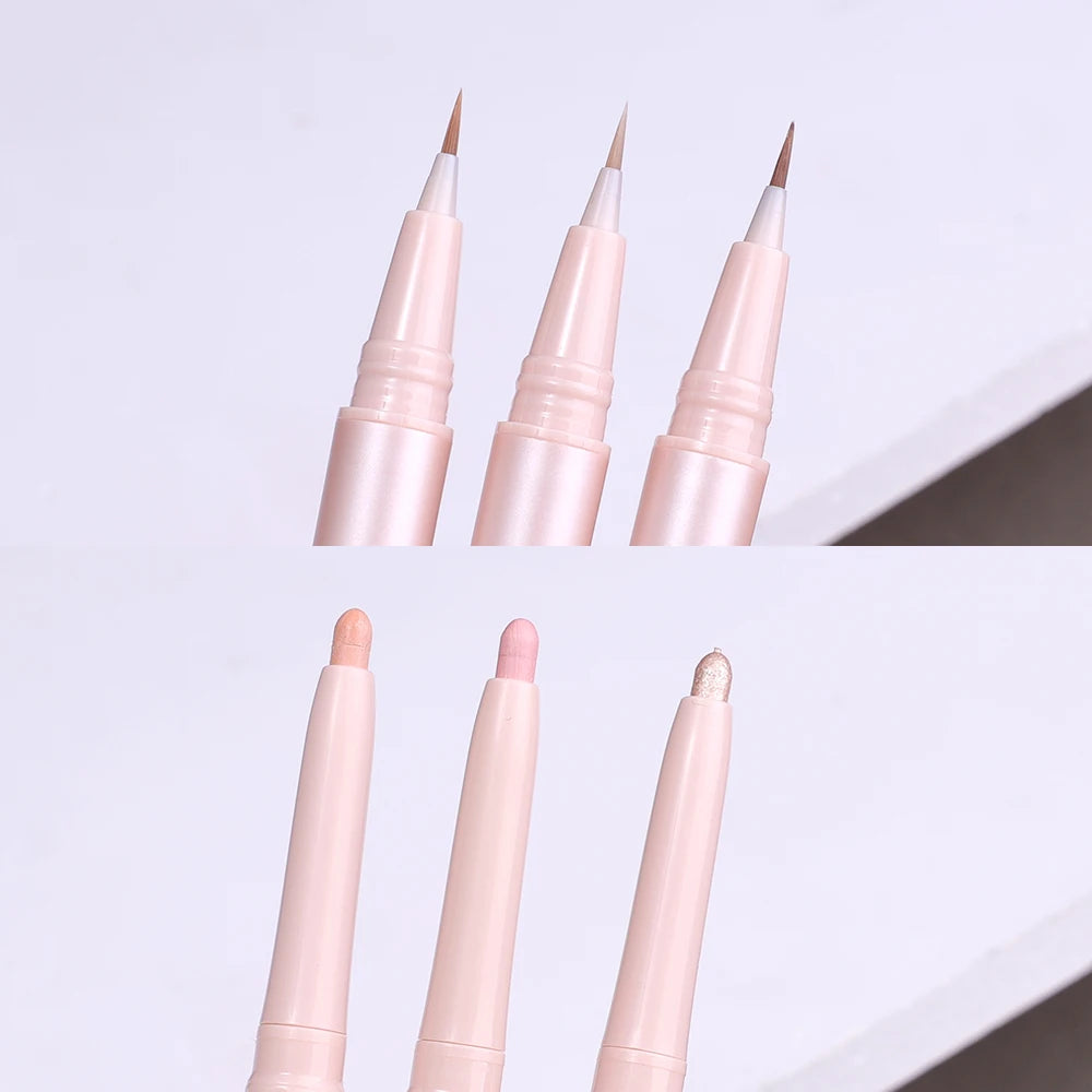 Double Head Matte Pink Lying Silkworm Pen Waterproof Lasting Brightening Glitter Natural Eyeshadow Pen Korean Makeup Cosmetic ﻿