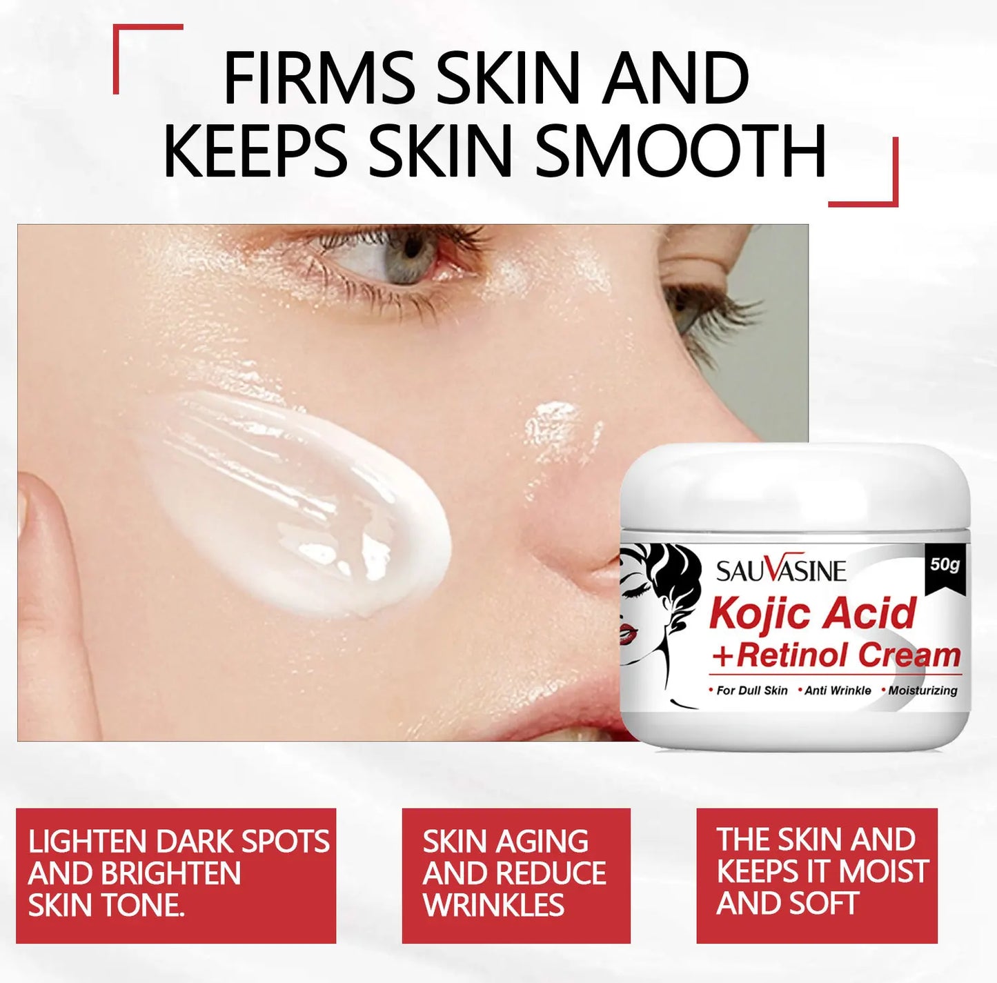 Kojic Acid Face Cream Retinol Facial Brightening and Moisturizing Cream Anti Aging Whitening and Oil-control Facial Cream