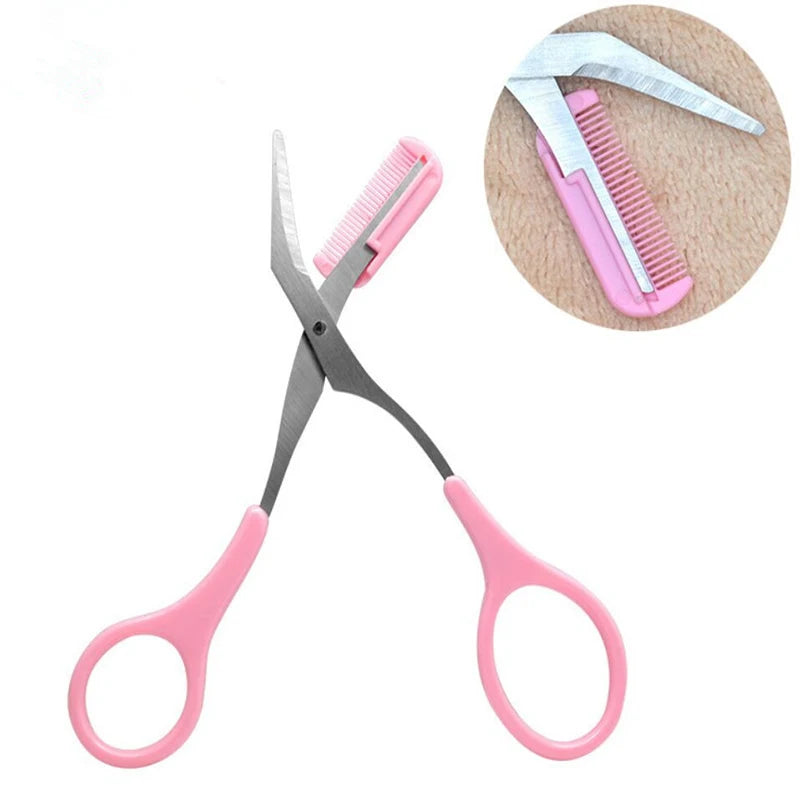 Eyebrow Trimmer Scissor with Comb Facial Hair Removal Grooming Shaping Shaver Removable Women Cosmetic Makeup Tools Accessories