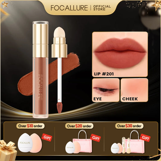 FOCALLURE Matte Velvet Liquid Lipstick Long-lasting Moisturizing Lip Glosses Lightweight High Pigmented Lipclay Makeup Cosmetics