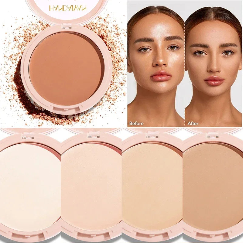 8 Color Matte Face Pressed Powder 24 Hours Oil Control Natural Setting Powder Foundation Full Coverage Waterproof Lasting Makeup