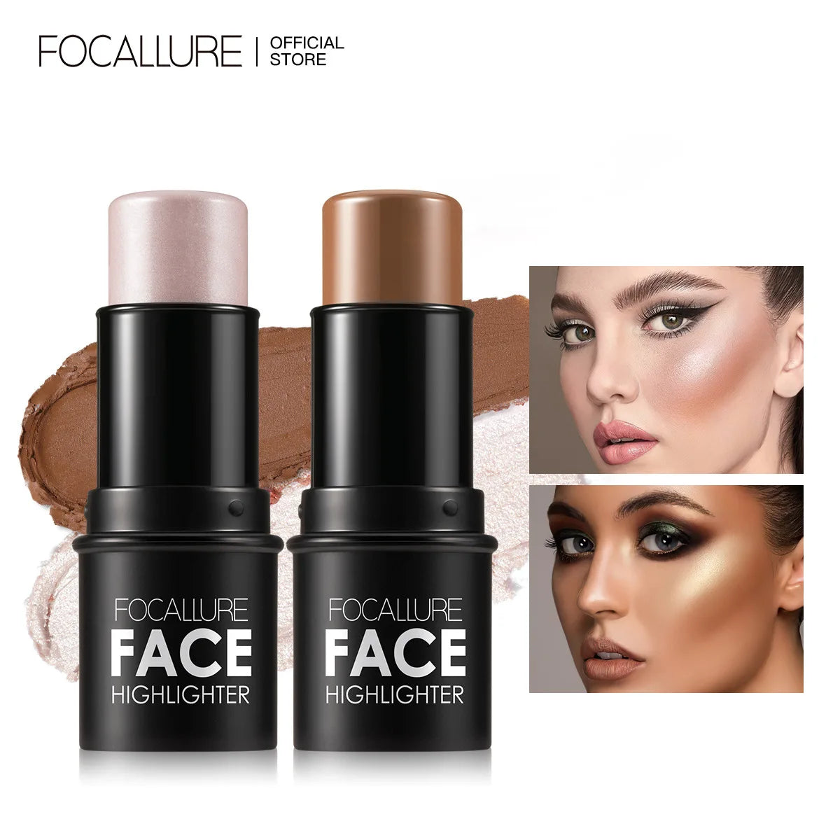 FOCALLURE Bronzer Highlighter Stick Waterproof Body Face Contour Corrector Illuminator Cream For Women's Makeup