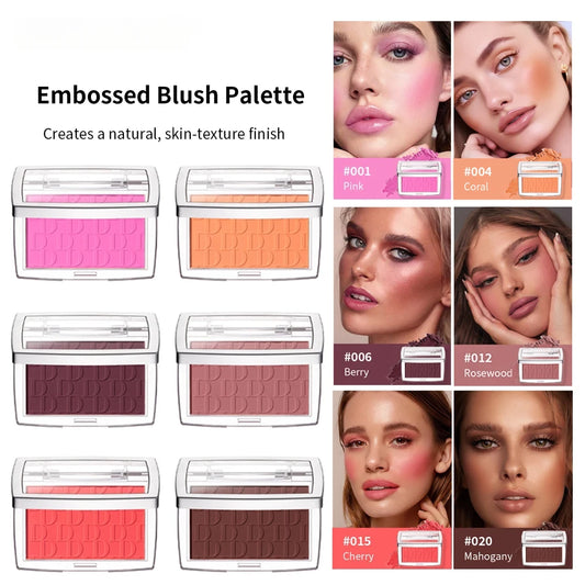 Matte 3D Relief Embossed Blush Palette Peach Pink Coral Tint Rosy Blusher Makeup Powder Natural Waterproof 6 Colors Cosmetics