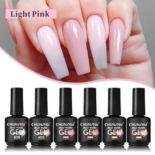 CHUNSHU15ML Translucent Jelly Nude Gel Nail Polish High Quality Semi Permanent Milky White Gel Varnish Nail Art For Nails Salon