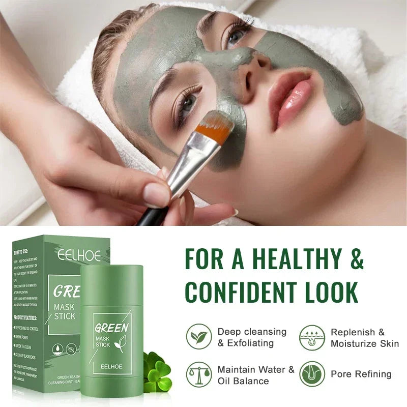 Green Tea Clean Mask Stick Acne Treatment Blackhead Remover Cream Deep Cleansing Pore Brightening Purifying Matcha Clay Mud Mask