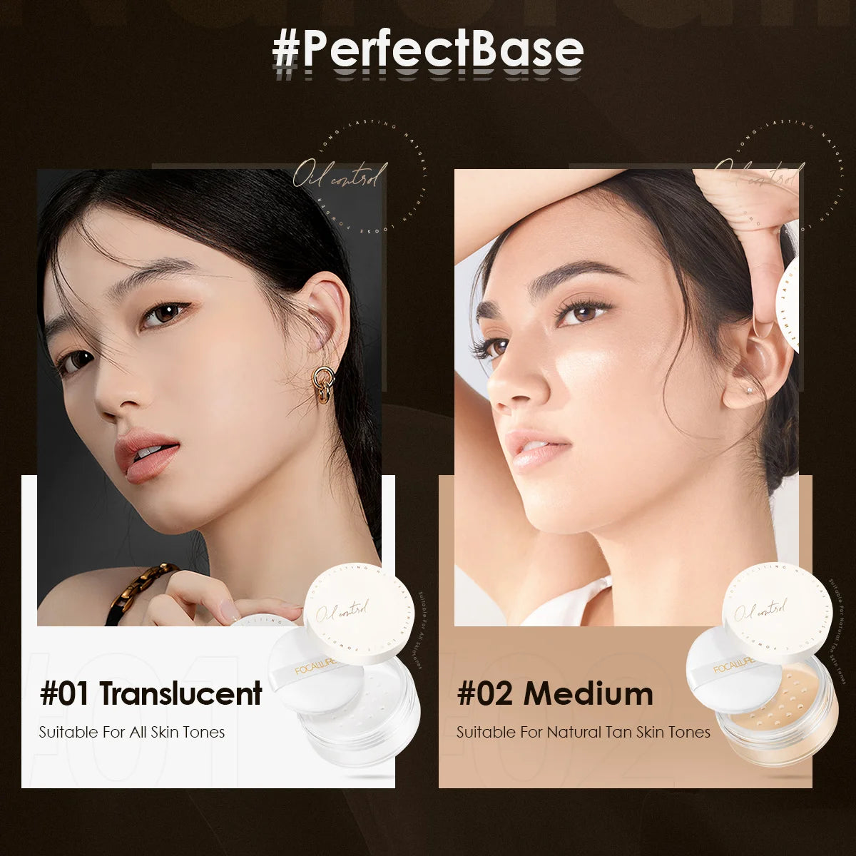 FOCALLURE Poreless Matte Loose Powder Oil-Control Natural Finish Base Makeup Waterproof Face Setting Powder Cosmetics