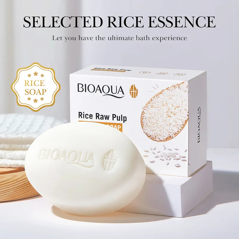 Rice Handmade Soap 100g Face Cleansing Deep Cleansing Mite Removal Acne Soap Moisturizer Whitening Brightening Body Bath Soap