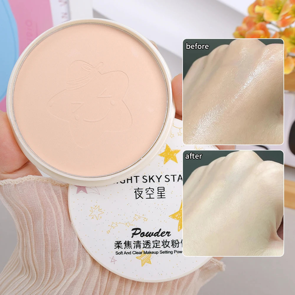 Waterproof Oil Control Makeup Powder Moisturizing Brightening Press Powder Nature Light Breathable Lasting Setting Loose Powder