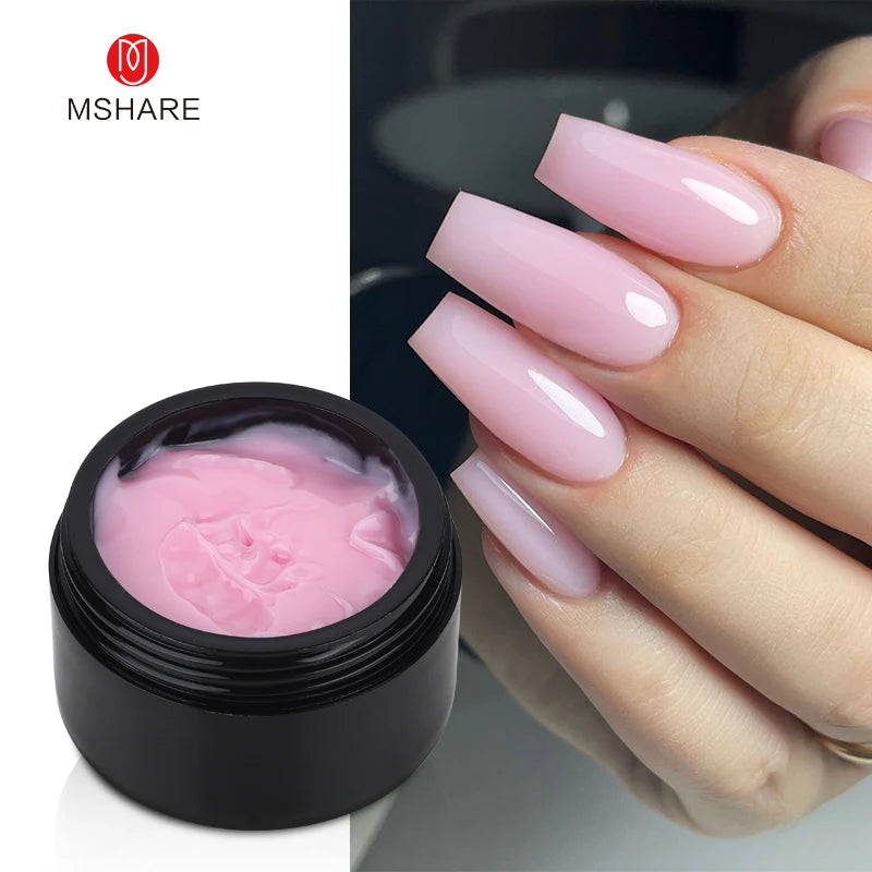 MSHARE Dark Pink Jelly Gel Builder Nails Extension 50ml Hard Building Nail UV LED Gel