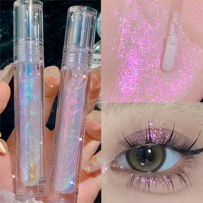 2Colors Glitter Highlighter Makeup Multi-function Liquid Eyeshadow Eyeliner Waterproof Pearl Brighten Silkworm Shake High Gloss