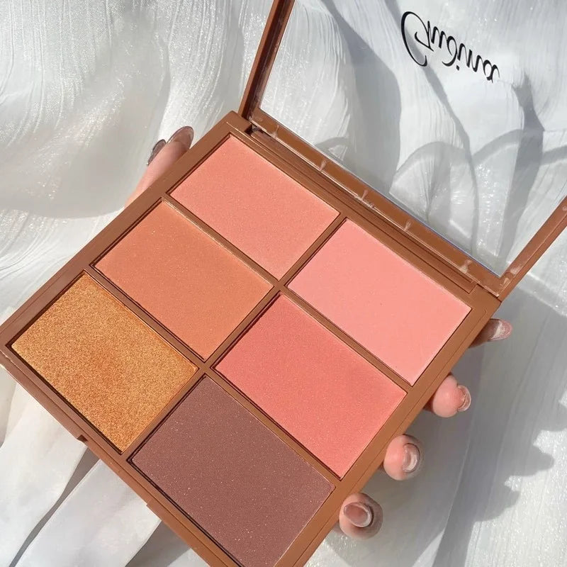 6 Colors Matte Blush Palette Cute Sunburn Makeup Palette Peach Pumpkin Color Lasting Nature Water Proof Quality Female Cosmetic