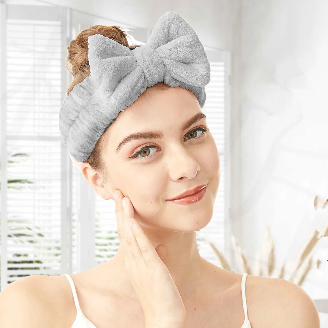 Spa Headband Bow HairBand Women Facial Makeup Head Bands Soft Coral Fleece Headwraps For Shower Washing Face Hair Accessories