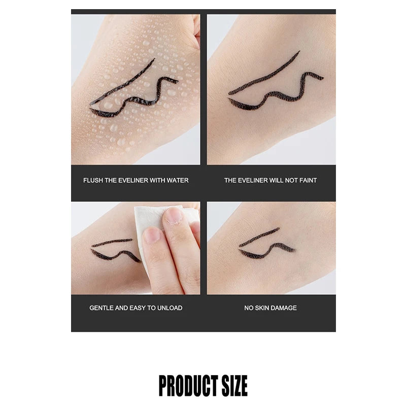 Double-ended Quick-drying Eyeliner Pen Triangular Stamp Brush 2 In 1 Waterproof Lasting Non-smudge Liquid Eyeliner Hot Cosmetic