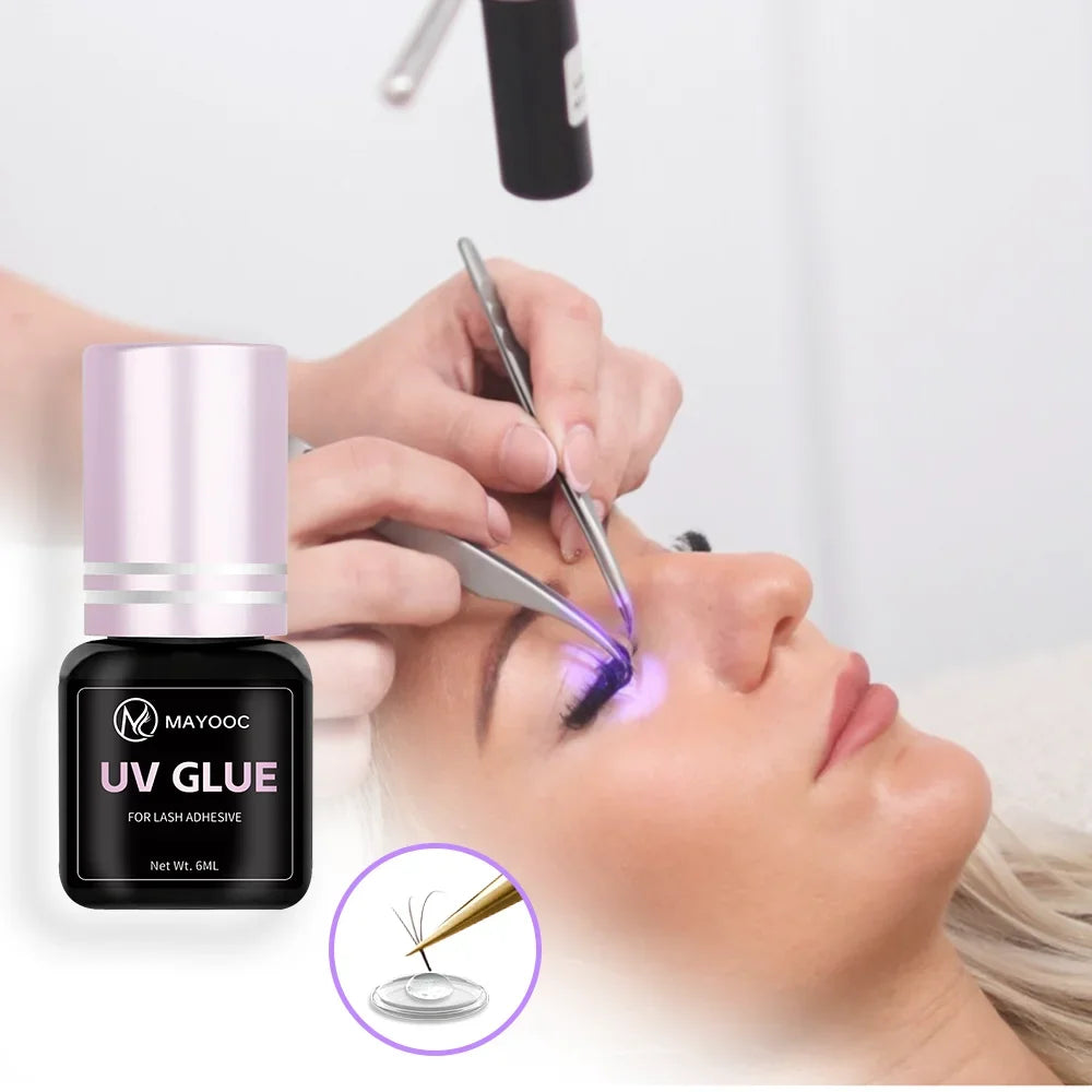 MAYOOC UV Eyelash Glue Adhesive Eyelash Extensions 0.1S Fast Drying Strong False Eye Lash Extension Glue Lasting Custom Logo