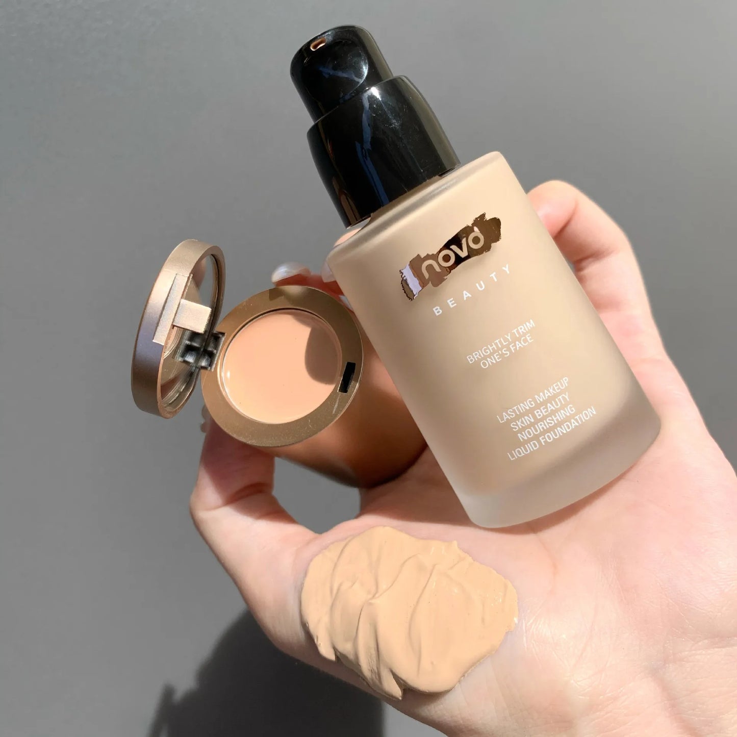 NOVO Professional new liquid foundation concealer cream 2 in 1 face base korean lasting makep