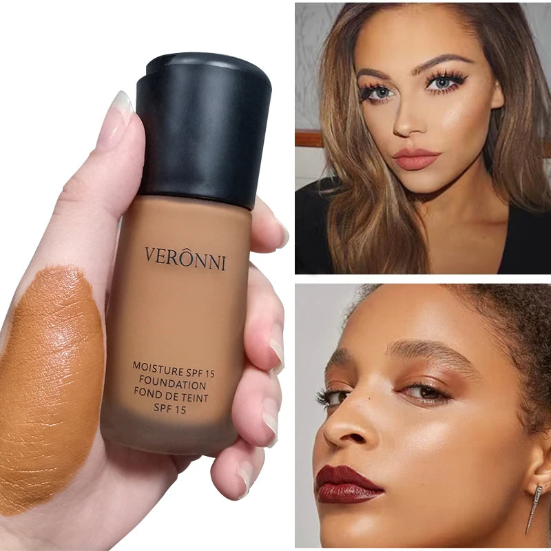 VERONNI Natural Waterproof Foundation High Quality Beauty Face Makeup Cosmetics Liquid Professional Makeup Concealer