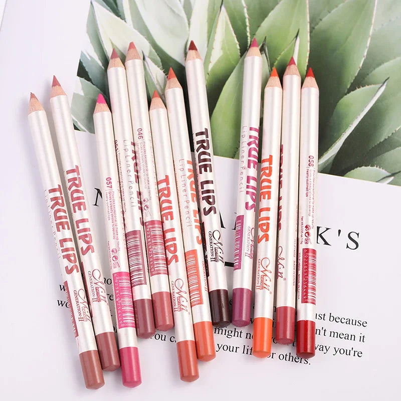 6/12Pcs/set Cosmetic Professional Wood Lipliner Waterproof Lady Charming Lip Liner Soft Pencil Contour Makeup Lipstick Tool