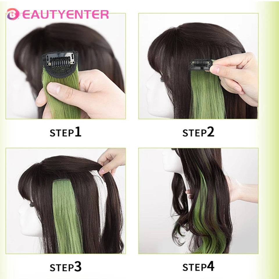 One-piece color highlights of curly hair hanging ear hair wig piece female long hair simulation invisible hair extension